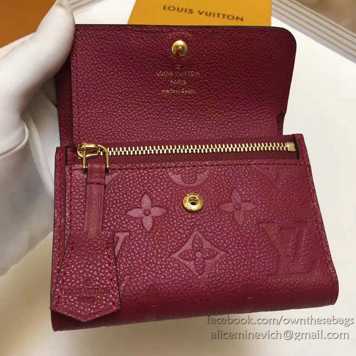 Louis Vuitton Monogram Empreinte Pont-neuf Compact Wallet Red M62184