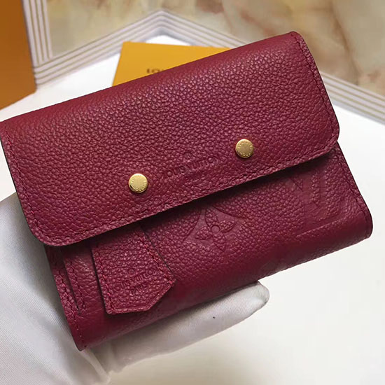 Louis Vuitton Monogram Empreinte Pont-neuf Compact Wallet Red M62184