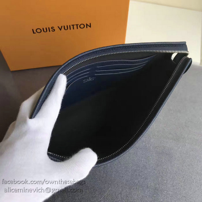 Louis Vuitton Taiga leather Pochette Voyage MM Indigo M30677