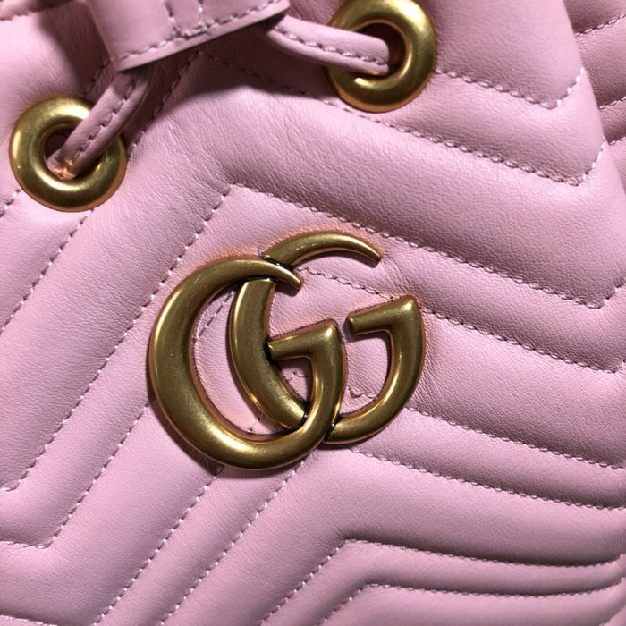 Gucci GG Marmont Leather Bucket Bag 476674 Pink