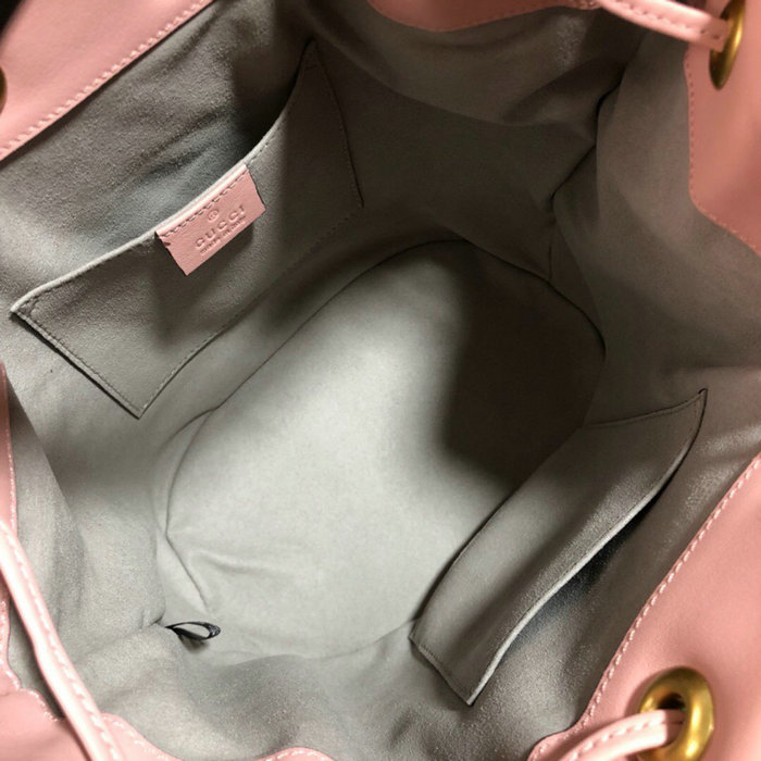 Gucci GG Marmont Leather Bucket Bag 476674 Pink