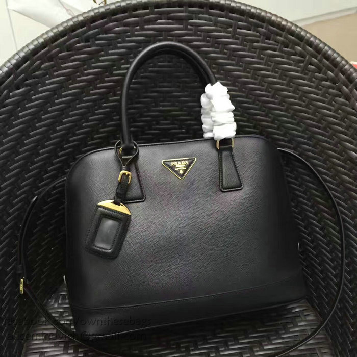 Prada Saffiano Leather Top Handle Bag Black BL2558