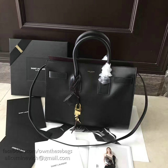 Saint Laurent Sac De Jour Souple Bag Black with Brown interior 378299