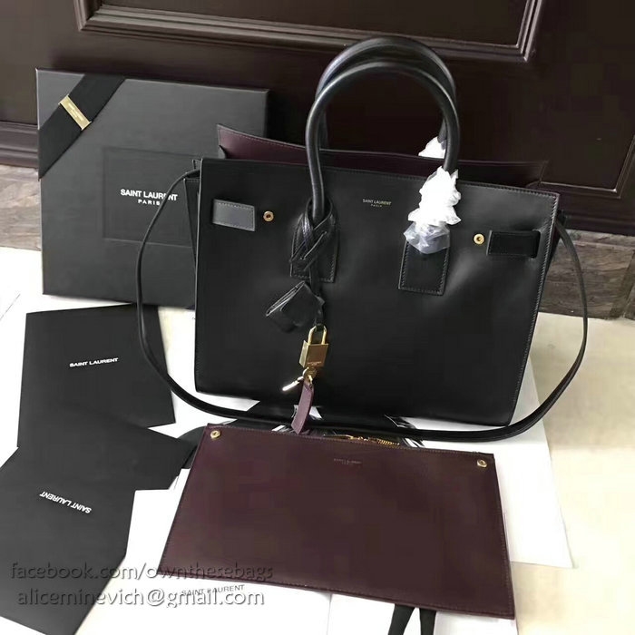 Saint Laurent Sac De Jour Souple Bag Black with Brown interior 378299