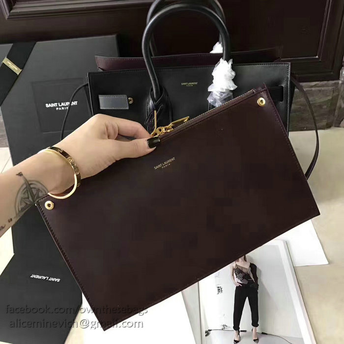 Saint Laurent Sac De Jour Souple Bag Black with Brown interior 378299