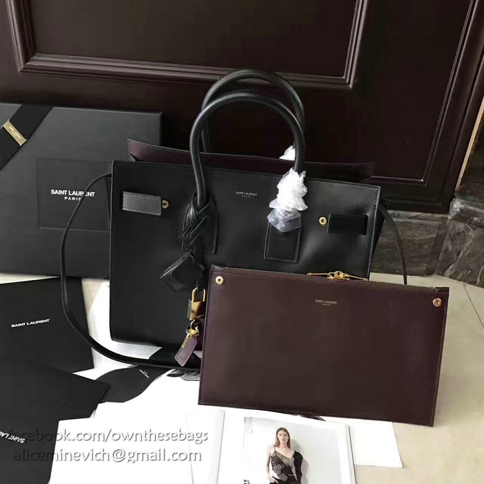 Saint Laurent Sac De Jour Souple Bag Black with Brown interior 378299