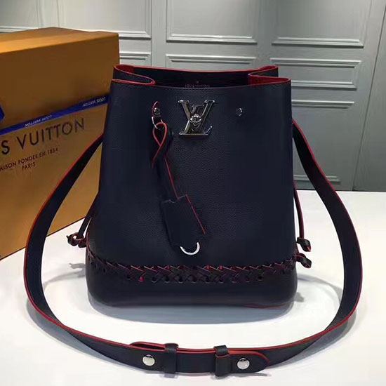 Louis Vuitton Soft calfskin Lockme Bucket Blue M54681