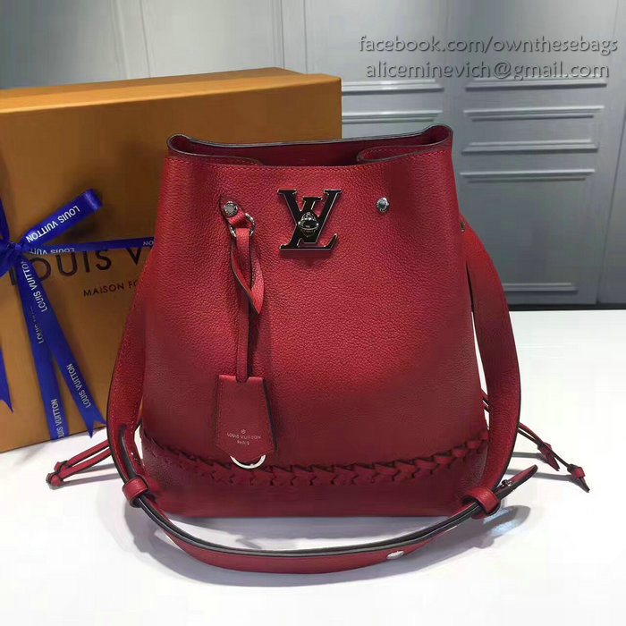 Louis Vuitton Soft calfskin Lockme Bucket Red M54681