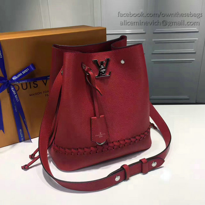 Louis Vuitton Soft calfskin Lockme Bucket Red M54681