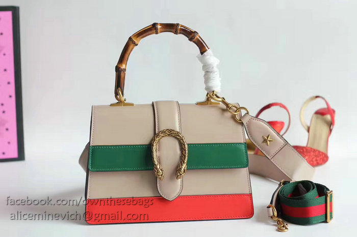 Gucci Dionysus Leather Top Handle Bag Orange/Green/Red 448075