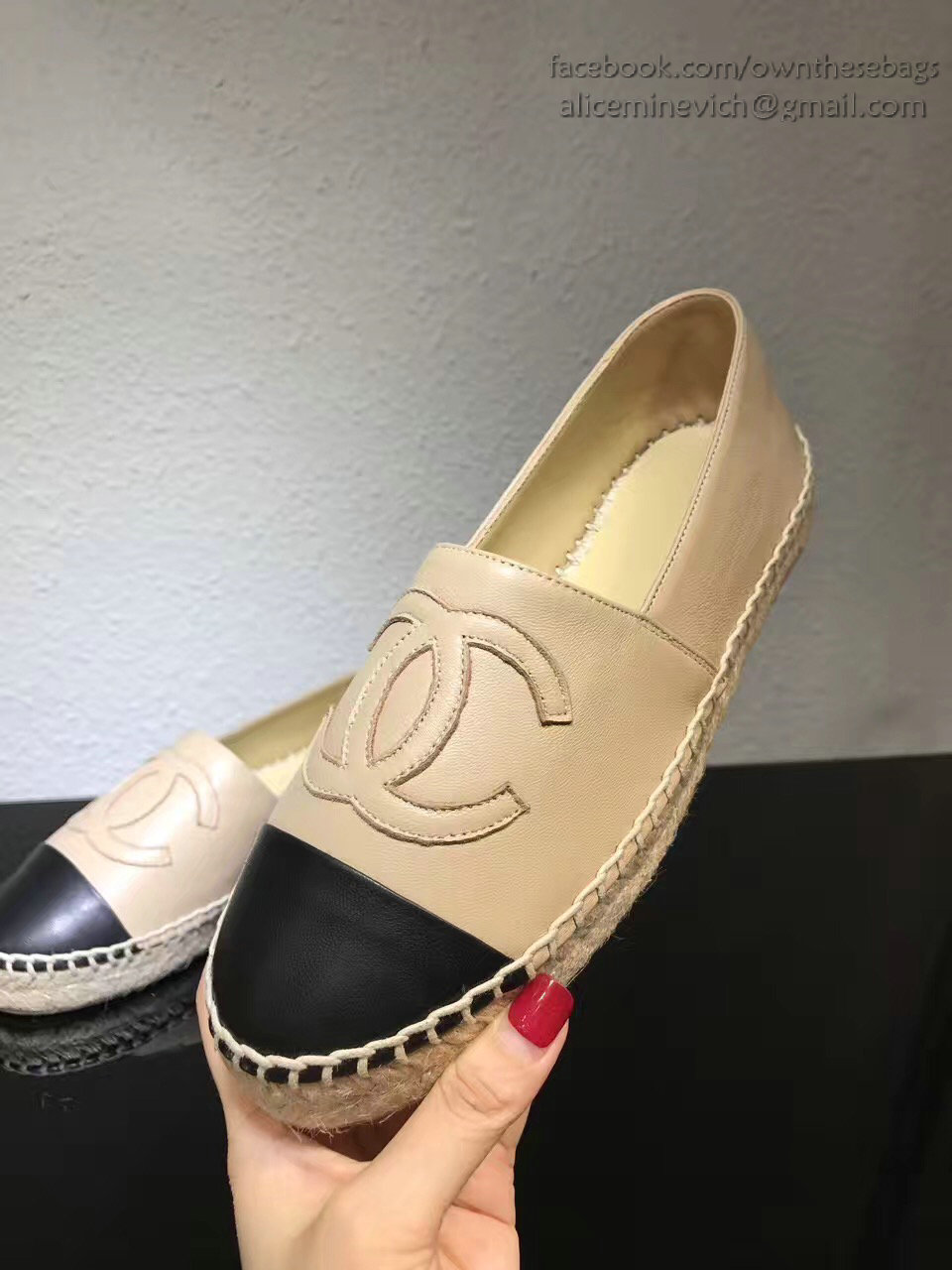 Chanel CC Lambskin Espadrille Flat Beige CH0731