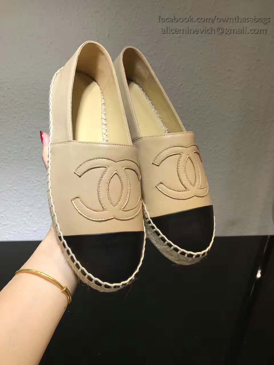 Chanel CC Lambskin Espadrille Flat Beige CH0731