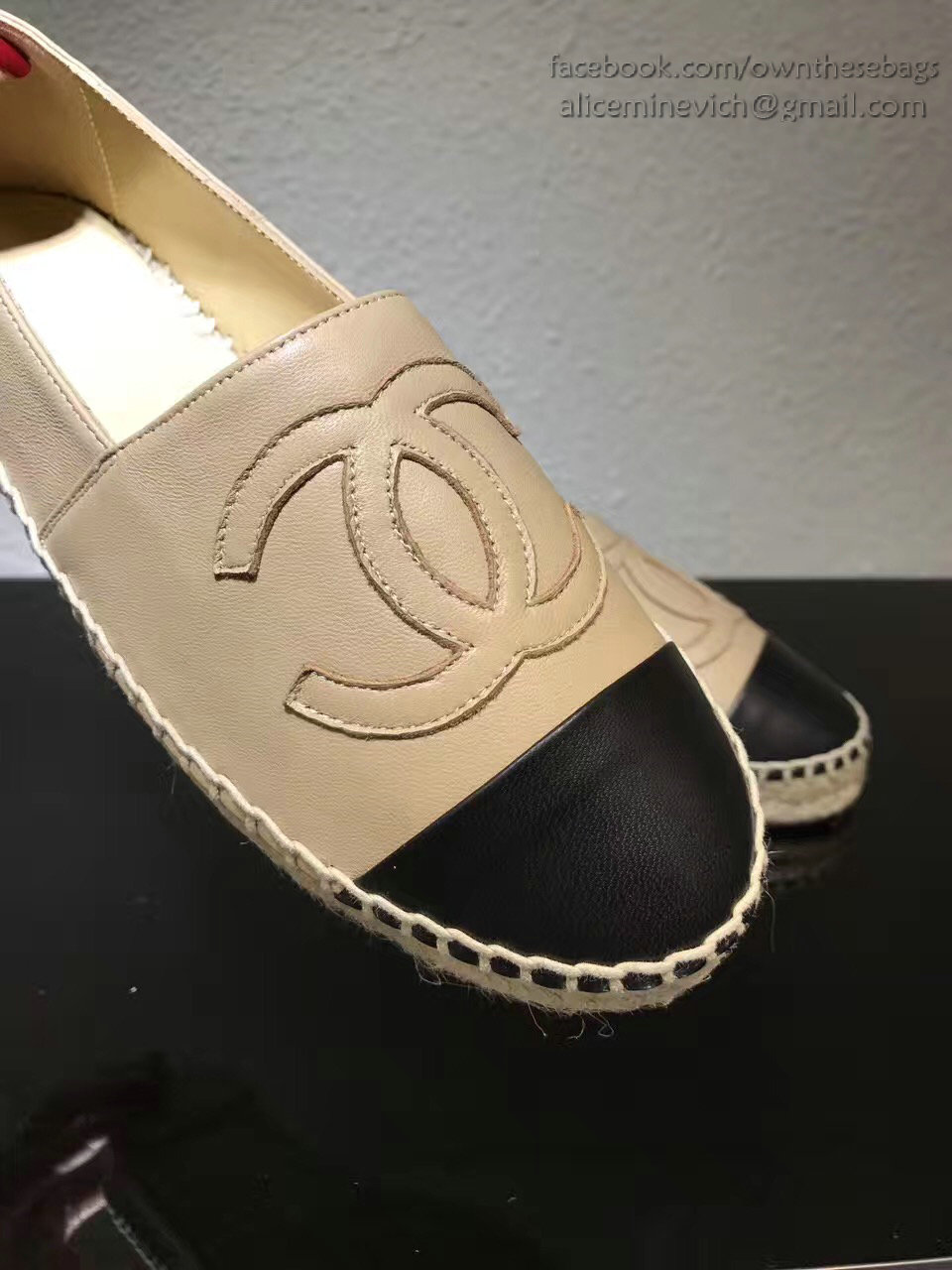 Chanel CC Lambskin Espadrille Flat Beige CH0731