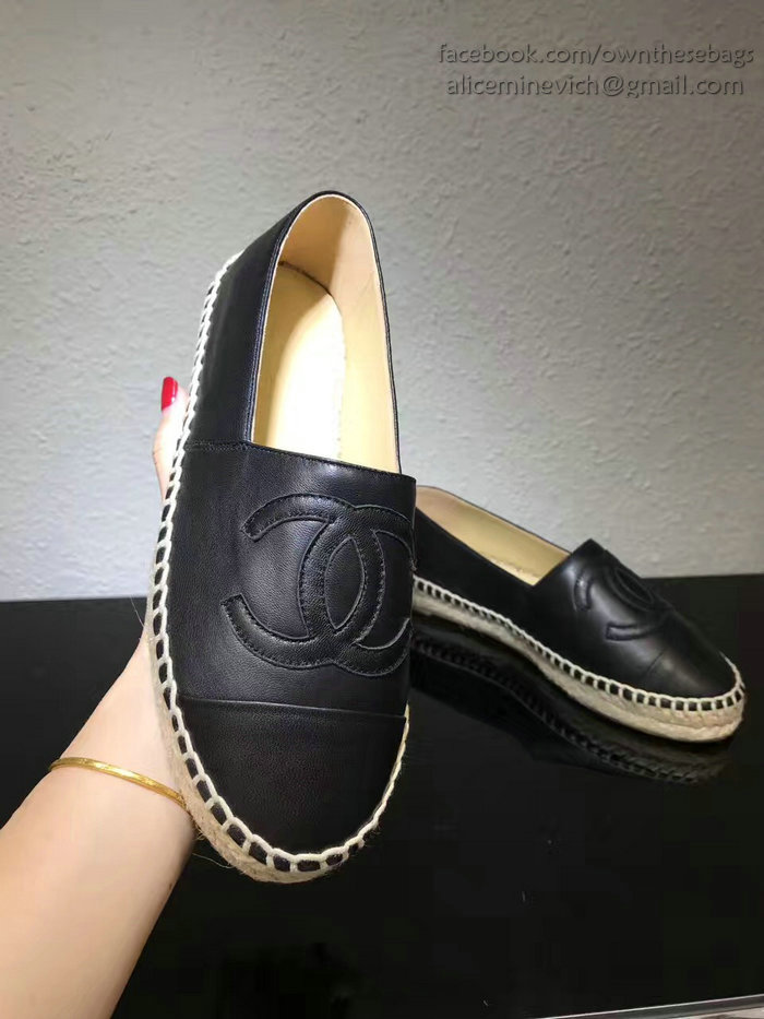 Chanel CC Lambskin Espadrille Flat Black CH0731