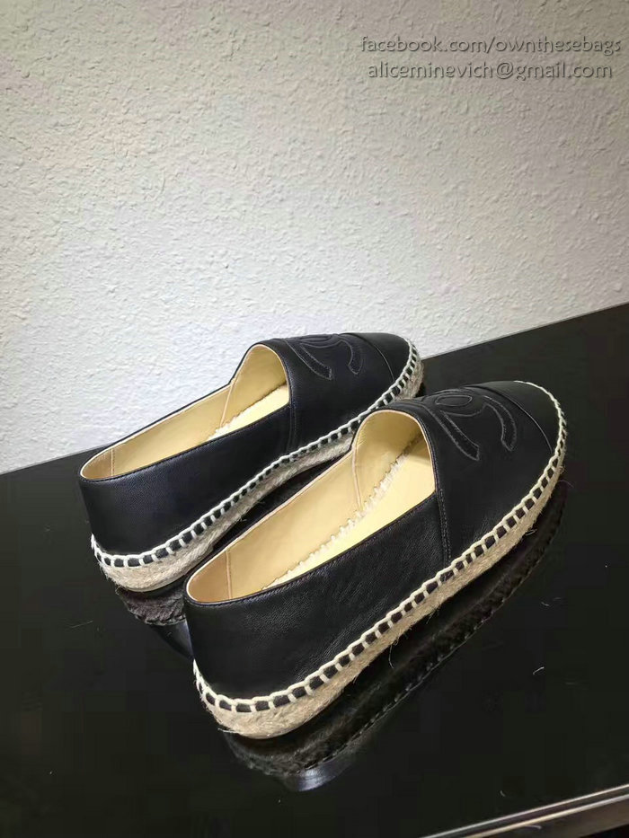 Chanel CC Lambskin Espadrille Flat Black CH0731