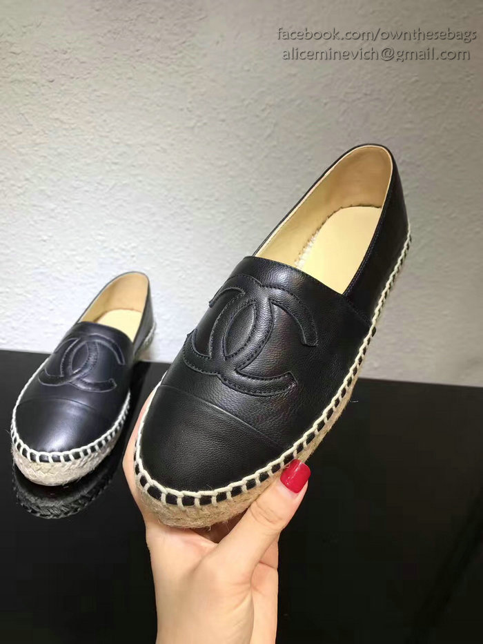 Chanel CC Lambskin Espadrille Flat Black CH0731