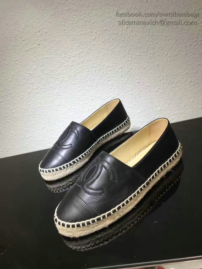 Chanel CC Lambskin Espadrille Flat Black CH0731