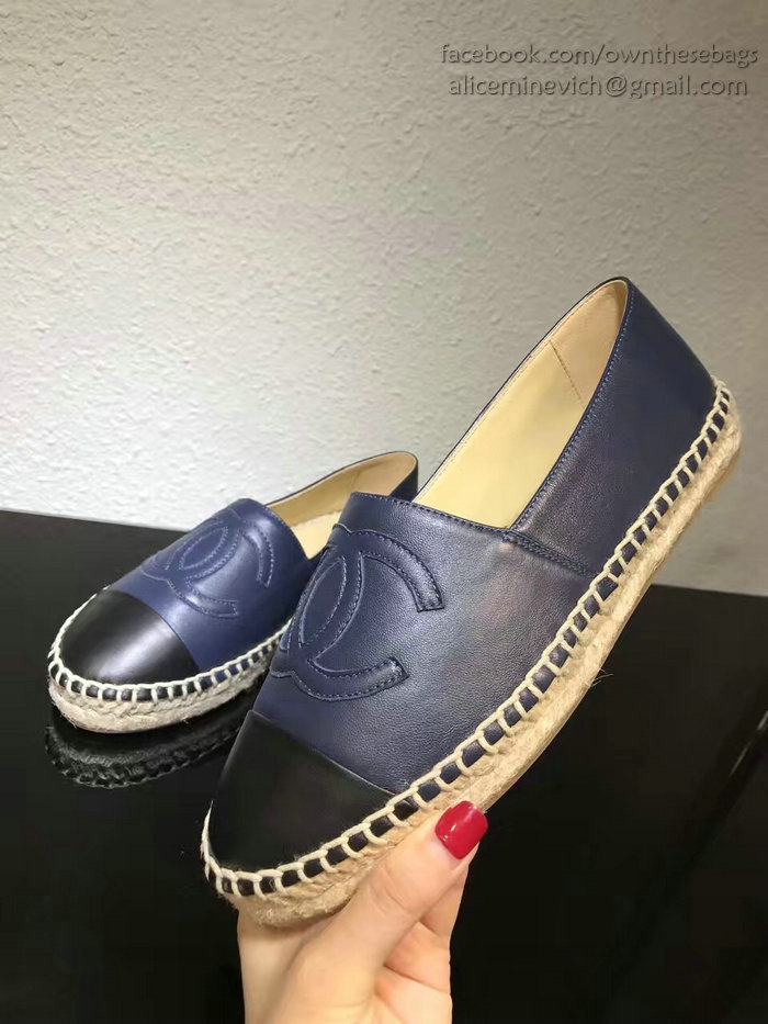 Chanel CC Lambskin Espadrille Flat Blue CH0731