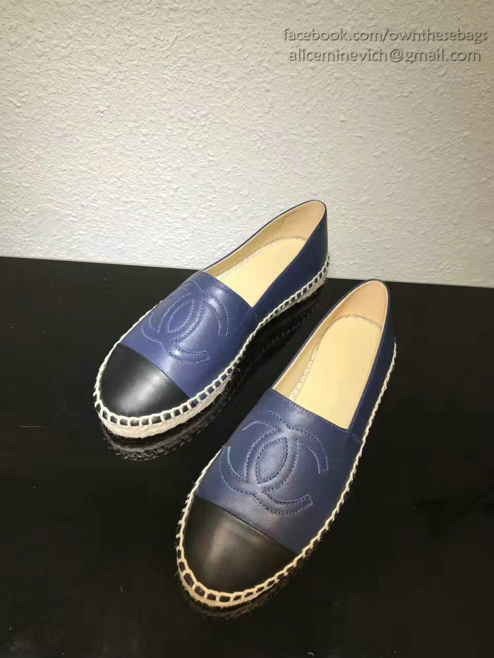 Chanel CC Lambskin Espadrille Flat Blue CH0731