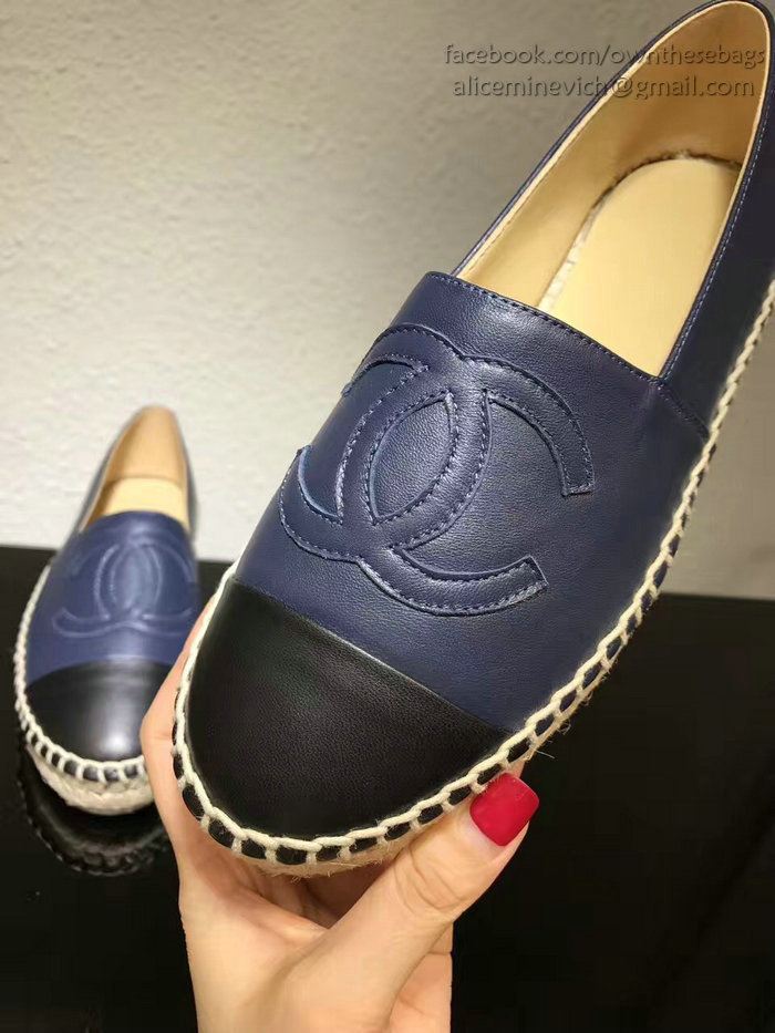 Chanel CC Lambskin Espadrille Flat Blue CH0731