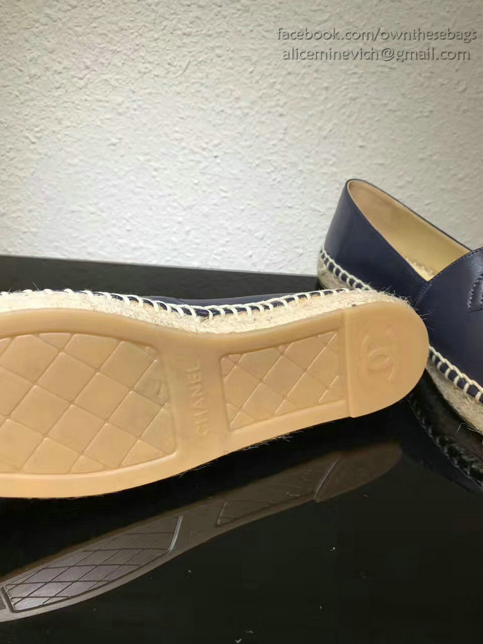 Chanel CC Lambskin Espadrille Flat Blue CH0731