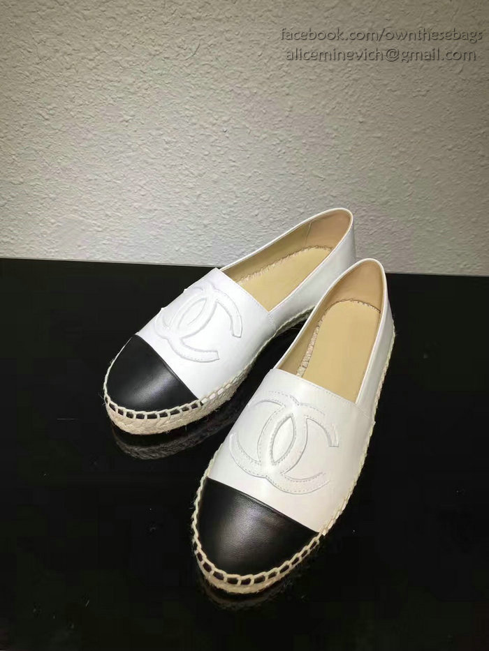 Chanel CC Lambskin Espadrille Flat White CH0731