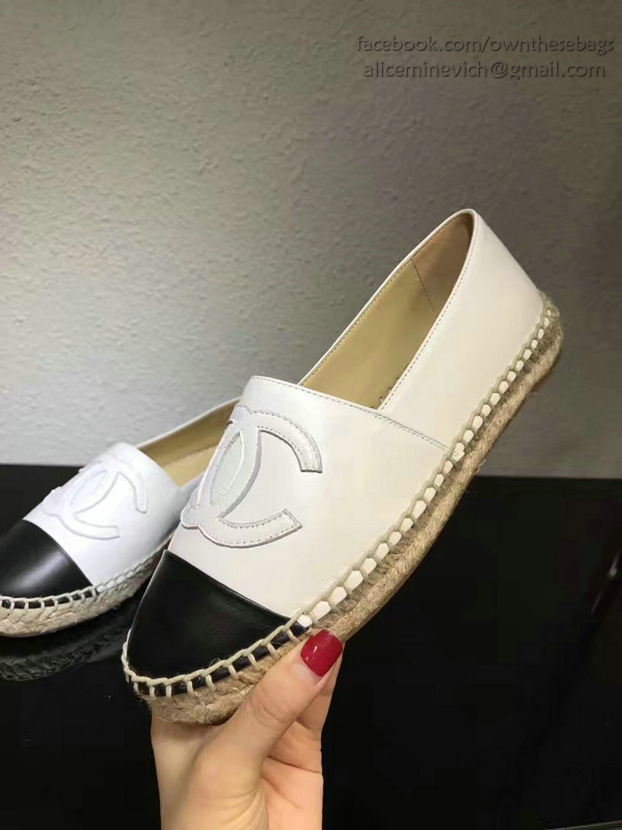 Chanel CC Lambskin Espadrille Flat White CH0731