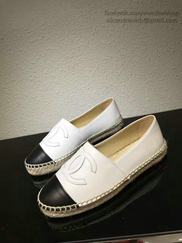 Chanel CC Lambskin Espadrille Flat White CH0731