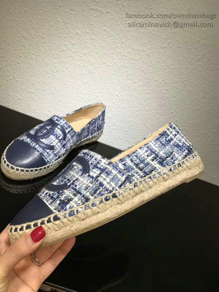 Chanel Tweed Espadrille Flat Blue CH073004