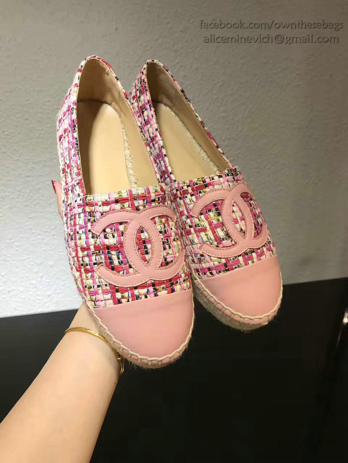 Chanel Tweed Espadrille Flat Pink CH073004