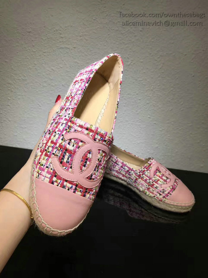 Chanel Tweed Espadrille Flat Pink CH073004