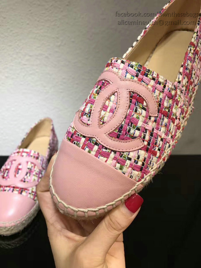 Chanel Tweed Espadrille Flat Pink CH073004