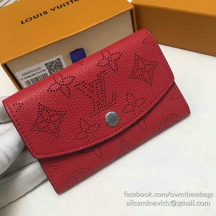 Louis Vuitton Mahina Leather Coin Purse Red M64050