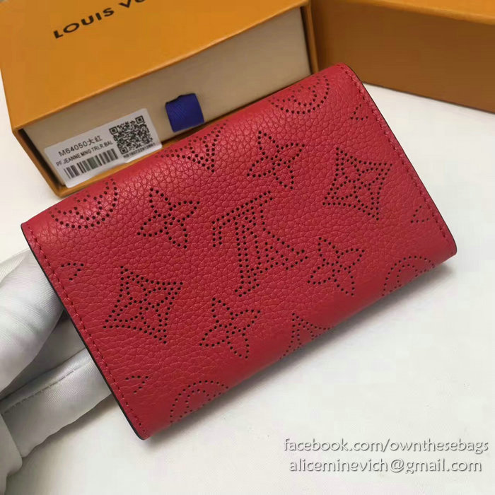 Louis Vuitton Mahina Leather Coin Purse Red M64050