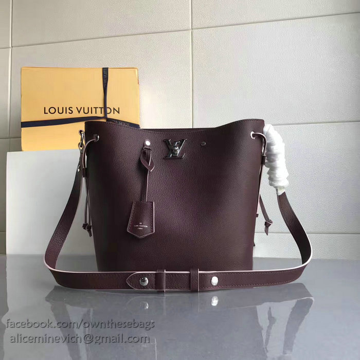 Louis Vuitton Soft Calfskin Lockme Bucket Bordeaux M54677