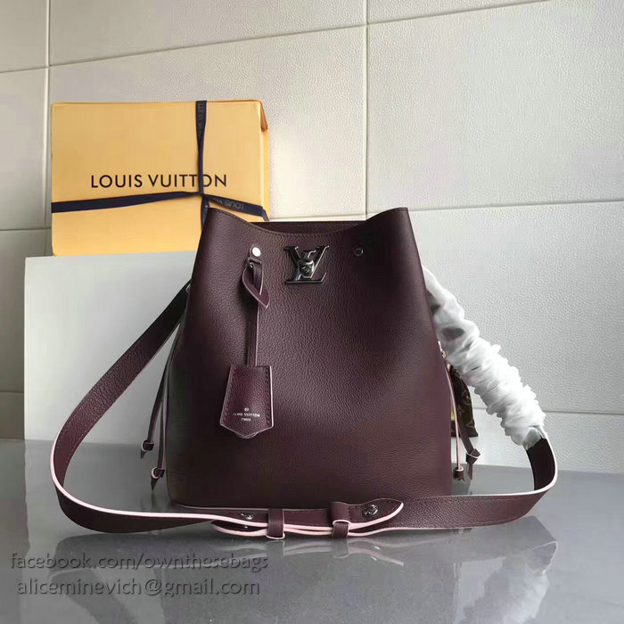 Louis Vuitton Soft Calfskin Lockme Bucket Bordeaux M54677