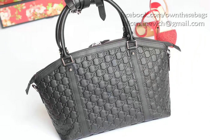 Gucci Signature Leather Top Handle Bag Black 341503