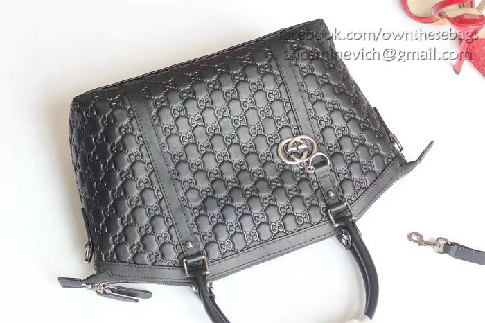 Gucci Signature Leather Top Handle Bag Black 341503