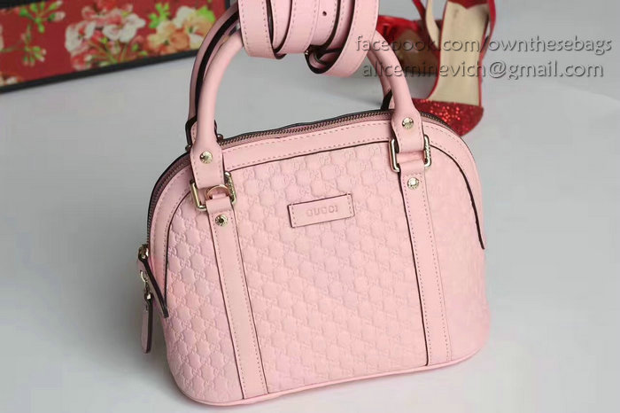 Gucci Signature Leather Top Handle Bag Pink 449654