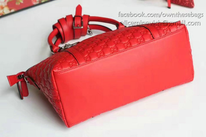 Gucci Signature Leather Top Handle Bag Red 341503