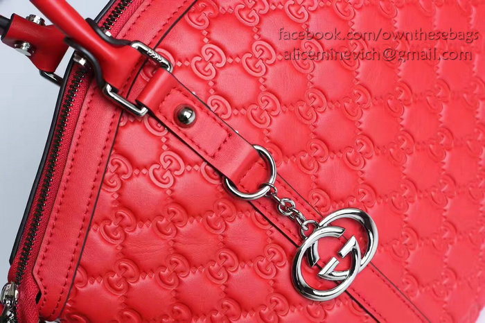 Gucci Signature Leather Top Handle Bag Red 341503