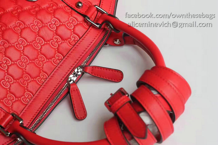 Gucci Signature Leather Top Handle Bag Red 341503