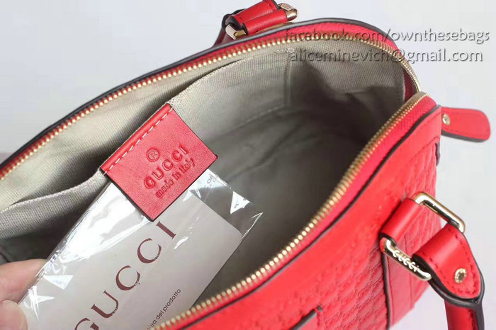 Gucci Signature Leather Top Handle Bag Red 449654