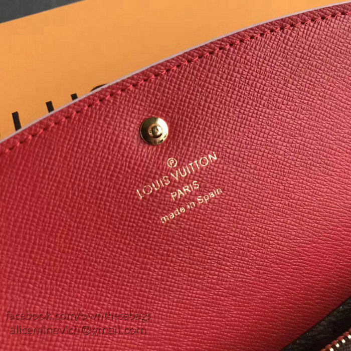 Louis Vuitton Monogram Canvas Emilie Wallet Red M64202