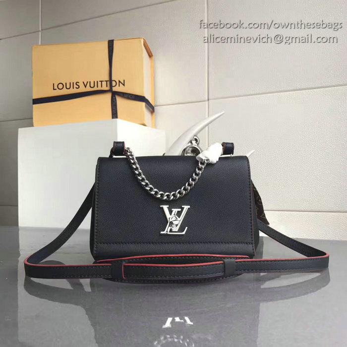 Louis Vuitton Soft Calf Leather Lockme II BB Black with Orange Edge M51200