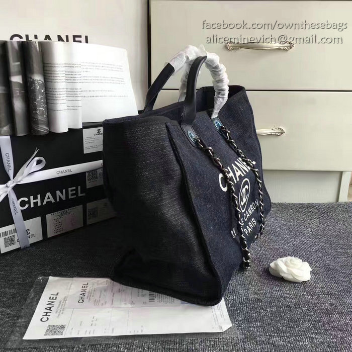 Chanel Black Canvas Large Deauville Shopping Bag A68046