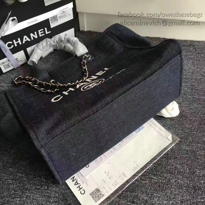 Chanel Black Canvas Large Deauville Shopping Bag A68046