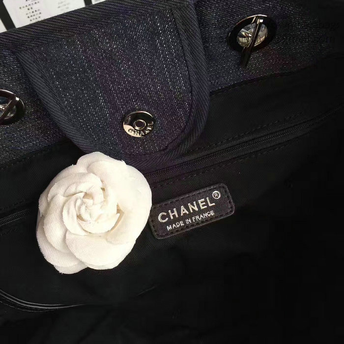 Chanel Black Canvas Large Deauville Shopping Bag A68046