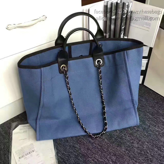 Chanel Blue Canvas Large Deauville Shopping Bag A68046