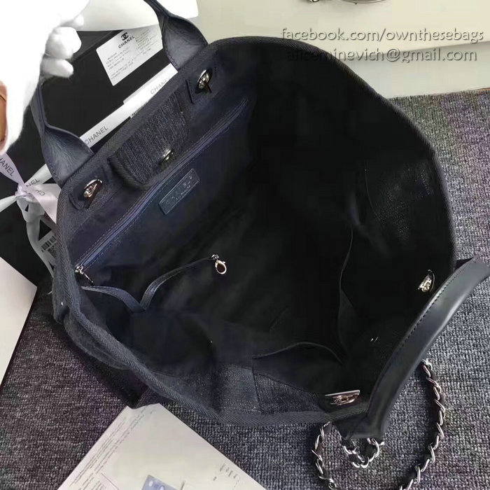 Chanel Dark Blue Canvas Large Deauville Shopping Bag A68046